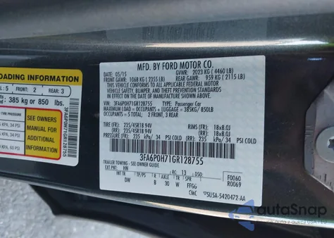 2016 Ford Fusion Se from USA, damaged, VIN 3FA6P0H71GR128755
